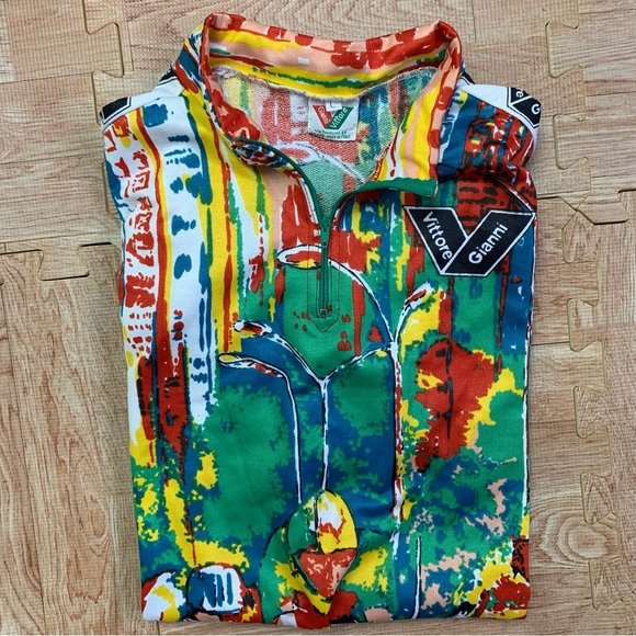 VTG Vittore Gianni Cycling Jersey Men’s Large Art/Painting 80s Biking Sportswear - Picture 10 of 10